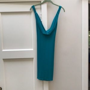 Alice and Olivia Teal Cowl Neck Mini Dress. Size M.